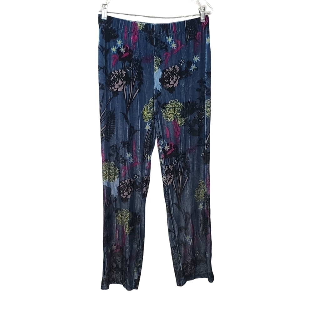 Susan Graver Velvet Floral Casual Pants M